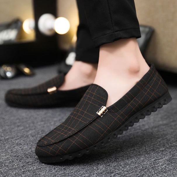 Spring And Autumn Slip-on Loafers, Korean-style Old Beijing Cloth Men's Casual Shoes, Breathable Work Shoes For Men_vogvips.com