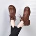 Martin Flat Genuine Soft Sole Short Spring Autumn Single British Style Round Toe Ankle Boots Fleece-Lined Women's_vogvips.com