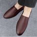 Men's Leather Shoes Style Low-top Retro Round Head Leather Shoes Dress Foot Loafers_vogvips.com