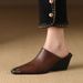 2025 New Ladies Genuine Leather Metal Head Mules Fashion Med Chunky Heels Summer Wedges Slippers Women Casual Office_vogvips.com