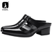 Men Half Slipper 5CM High Heels Slid Luxury Loafers Fashion Zapatillas Hombre Casual Sho Sapato Social Masculino_vogvips.com