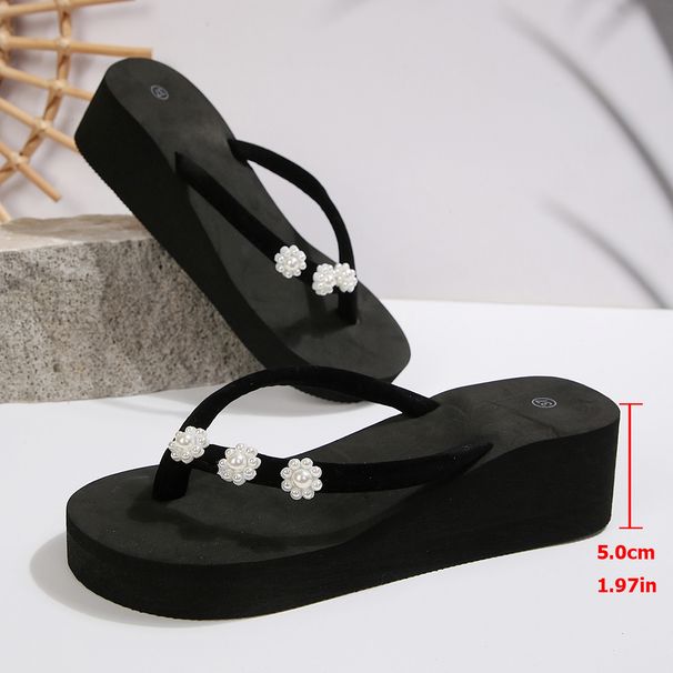 Elegant Pearl Butterfly Thick Bottom Flip Flops Women Summer 2026 Soft EVA Wedge Heel Beach Slippers Woman's Clip Toe Sandals_vogvips.com