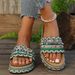 Ethnic Style Women's Platform Slippers With Rivets Rope Plus Size Cork Beach Slippers PU Upper European American Style_vogvips.com