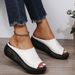 Cross-border Large-size Peep-toe Wedge Sandals, New Summer Style, Rubber Thick-soled Leather Casual Women's Shoes,_vogvips.com