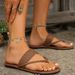 Flip-flops Women's Casual Simple Woven Flat Slippers Large Size Solid Color Beach Slippers_vogvips.com