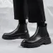 British Style Men Thick Bottom Waterproof Work Shoes Casual Fashion Classic Leather Comfy High Top Round Toe Boots_vogvips.com