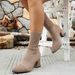 Slim Fit High Heels Ankle Boots For Women Knitted Pointed Toe Sock Boots Chunky Elastic Heel Single Boots For Autumn Winter_vogvips.com