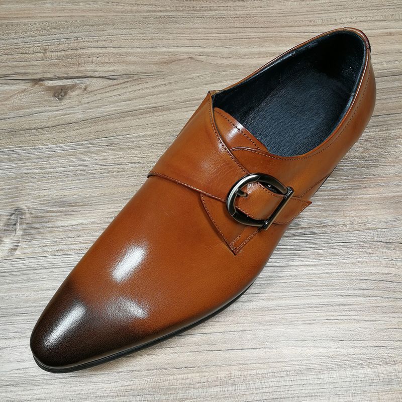 Aofu Footwear 3756 New Pointed Business Leather European Edition Metal Buckle Men's Shoes_vogvips.com