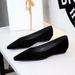 3685 Korean Style Fashion Low Women's Small Pointed Toe Shallow Mouth Wedge Heel Velvet Slip-On Elegant OL Single Shoes_vogvips.com