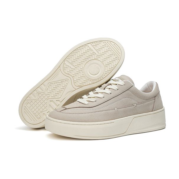 Solid color casual men's shoes retro leather wear-resistant board shoes thick sole_vogvips.com