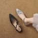 Pointed Toe Mid-Heel Shoes 2026, New French Elegant Summer Chunky Heel Sandals With Buckle And Weave, Women's Closed-Toe_vogvips.com