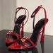 Black Rhinestone High Heels With Thin Heel, 2025 Spring New Patent Leather Sexy Open-Toe Cross-Strap Roman Sandals For_vogvips.com