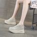 Hollow Women's Sandals Round Head Gypsy Rhinestone Casual Breathable Thick-soled Heightening Shoes_vogvips.com