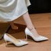 Women S Elegant Pearl Embellished Pointed Toe Stiletto Heels Satin Dress Pumps For Party Evening Occasions Low Cut Shoes_vogvips.com