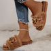 2024 Women Autumn/Winter New Luxury Brand Metal Buckle Hairy Slippers Chain Slippers Home Sandals Fashion Slippers_vogvips.com