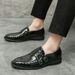 Cross-border Large Size 46 Pointed Toe Shiny Double Buckle For Men, British Casual Hairstylist Leather Shoes_vogvips.com