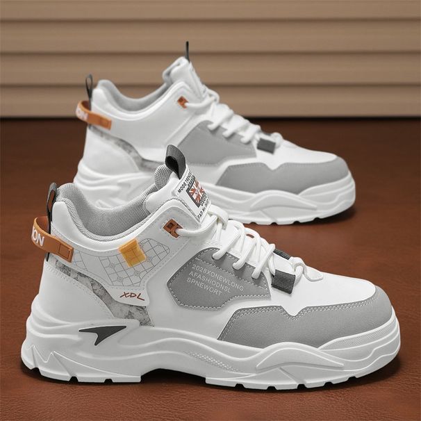 Men's Fashion Low-Top Sneakers - Breathable Casual Slip-On Shoes With Platform Sole, Minimalist Korean Style, Black/Tan/White_vogvips.com