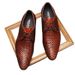 British Style Shoes For Men, Genuine Leather Pointed Toe Youth Trendy Woven Lace-up Business Formal Shoes, Breathable_vogvips.com