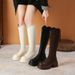Platform Long Women 2025 Autumn New Brown Small Height Increasing High Over-the-Knee V-Cut Knight Boots_vogvips.com