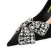 18249-AH29 Korean Banquet Thin High Heels, Satin, Shallow Mouth, Pointed Water Diamond Bow Women's Single Shoes_vogvips.com
