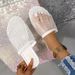 Large Size Fishing Net Socks Slippers For Women 2025 Summer New Style Rhinestone Flat Sandals Shoes_vogvips.com