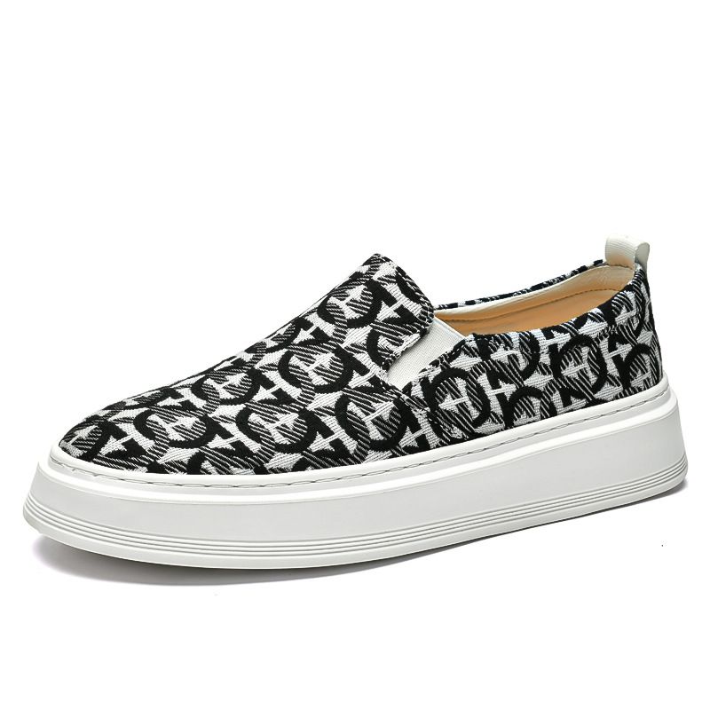 Men's Low-top Foot-fitting One-pedal Casual Board Shoes Round Head Breathable Non-slip Thick-soled Loafers_vogvips.com