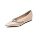 French Gentle Pointed Single Shoes Women's Inner Height Increase Light Mouth Rhinestone Nude Flat Women's Shoes_vogvips.com