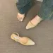 Brand Luxury Designer Fashion PU Leather Design Ladies Summer New Style Pointed Toe Low Heel Women Sandals Non-slip Flat_vogvips.com