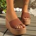 Women's Plus Size Open Toe Platform Sandals Thick Sole Wedge Heel Outdoor Sandals New_vogvips.com