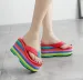 2022 Wholesale Women Flip Flops Sandals New Thick Bottom Platform Slippers Slope Beach Female Rainbow Colorful Slipper_vogvips.com