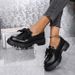 Black Loafers Women Niche Bow Platform Small Leather Shoes Vintage Single Shoes_vogvips.com