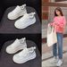 Leather Thick-Soled White Sneakers For Women 2026 Summer Women's With Internal Height Increase, Casual, Fashionable,_vogvips.com