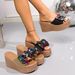 Women’s Shoes Sequined Bow Platform Sandals For Women Summer New Large Size Thick Bottom Flip Flops Size 43_vogvips.com