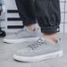 Men's Casual Canvas Shoes - Lightweight Breathable Slip-On Sneakers For Walking, Work & Daily Wear (Grey/Black)_vogvips.com