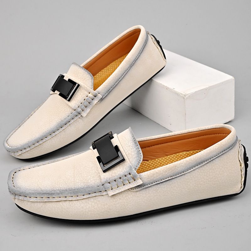 Men's Bean Shoes Business Casual Leather Shoes Slip-on Loafers Men's Shoes_vogvips.com