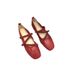 Flat Red Gentle Grandma Fairy 2025 Spring Season Mary Jane Boat Shoes To Match Skirts_vogvips.com