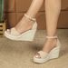 Women's Summer Cross-Strap Peep-Toe Platform Wedge Sandals Fashionable Hollow High Heels Waterproof_vogvips.com