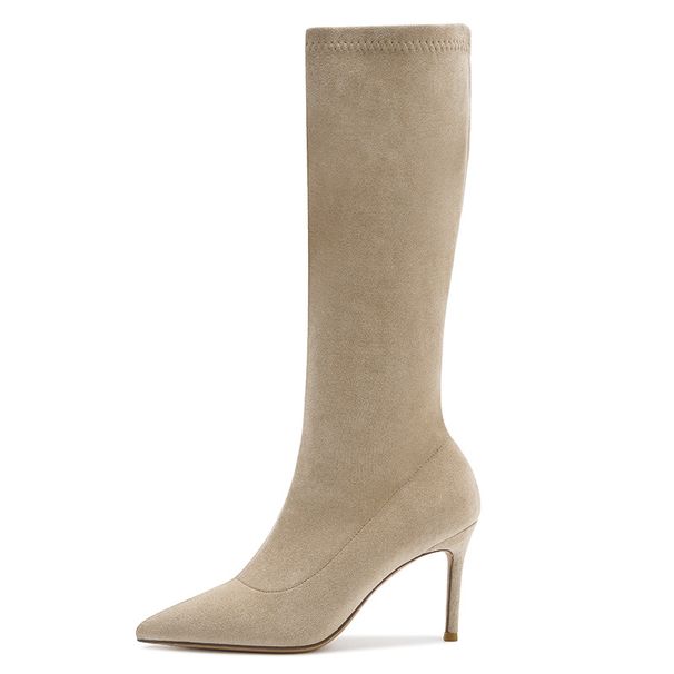 Over-the-Knee Women's 2025 New Autumn Winter High Heel Long Pointed Toe Stiletto Mid-Calf Boots_vogvips.com