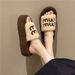 Seasonal New Internet Celebrity Letter Hairy Slippers For Women, Comfortable Outerwear, Open Toed One Word Large Cotton Slippers For Women_vogvips.com