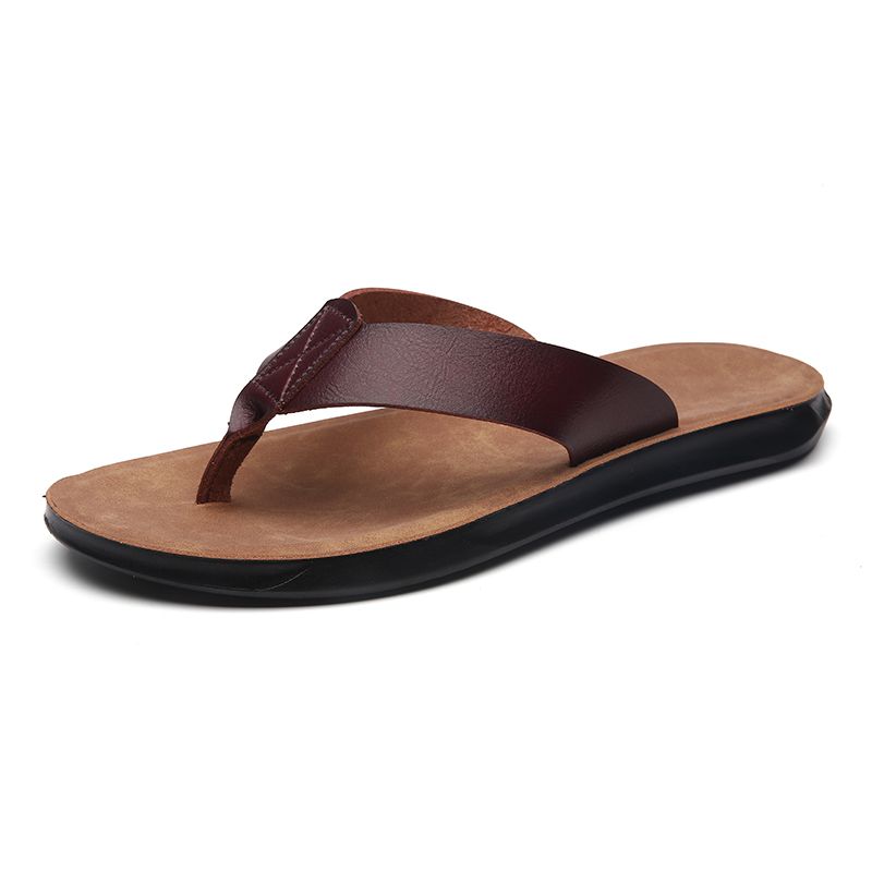 Size 38-47 New Italian Leather Flip-flops For Men Casual Cool Beach Summer Hotel Slippers Man Light Flats Luxe Men's_vogvips.com