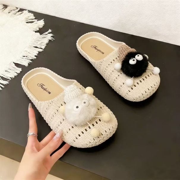 Breathable Closed-toe Faux-woven Hollow Wear-resistant Women's Slippers 2026, Versatile New Comfortable For Outdoor_vogvips.com