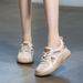 PlaSandals Women Summer Round Toe Shoes Lace-Up Genuine Leather Thick Bottom Lightweight Casual Sneakers Sandalstform Woman Shoe_vogvips.com