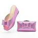 Hot diamond bow decorative round head thick soled wedge sandals with the same style hand bag shoes bag set_vogvips.com