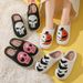 Winter Skull Print Halloween Plush Lined Warm Toe-Covering Unisex Shoes Fleece-Lined Home Indoor Cotton Slippers_vogvips.com