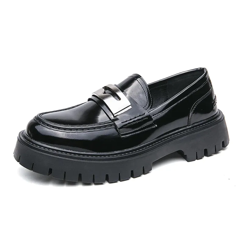 Platform New Men's Dress Leather Shoes High Classic Comfortable Pointed Toe Lace-up Business Shoes Fashion Casual Wedding Party_vogvips.com