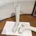 White 2023 Autumn Winter New V-Cut High Heel Over-the-Knee Long Thick Sole Stretch Riding Boots For Women_vogvips.com