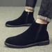 Men's Shoes Fleece Short Boots Leather Martin Boots Men's Medium Top Leather Shoes Men's Chelsea Boots Men's Boots Tide_vogvips.com