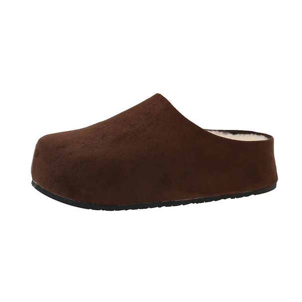 Petite Thick-Soled Closed-Toe Half For Women Autumn Winter New Versatile Casual Slip-On Furry Slippers_vogvips.com