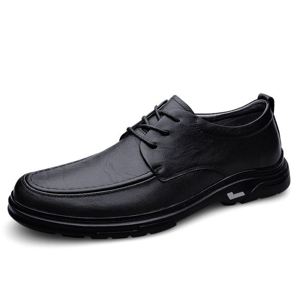 Men's Leather Casual Shoes Loafers Soft Sole Soft Surface Dad Shoes Lace-up Men's Shoes Single Shoes_vogvips.com