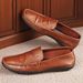 2025 Summer New Breathable Thin Genuine Leather Loafers Soft Sole Slip-On Casual Comfortable Single Layer Men's Shoes_vogvips.com